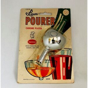 Vintage NEVCO Liquor Pourer MCM Chrome Plate Madmen Mid Mod Japan New Old Stock